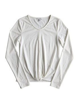 NWOT | Star Vixen Off-White Twist Front Knot Detail Long Sleeve V-Neck Top Large